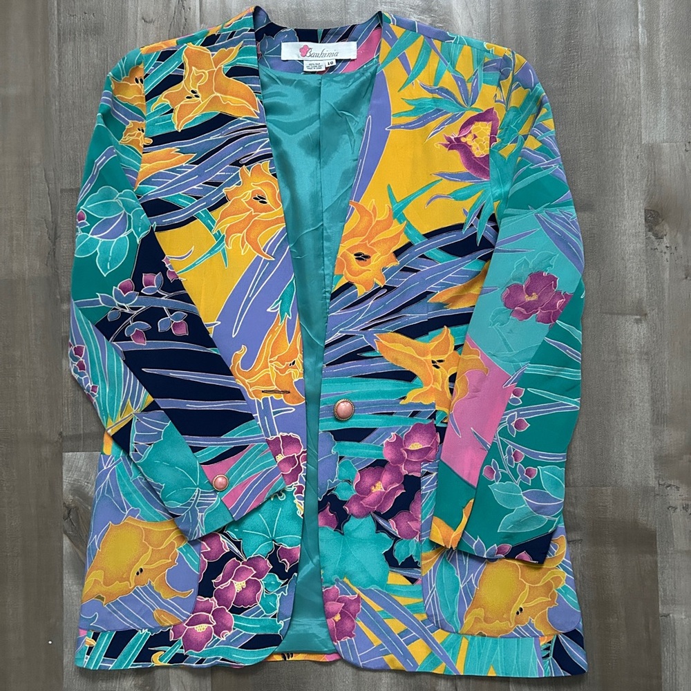 Vintage 80s Funky Floral Blazer